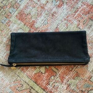 Clare Vivier (Clare V) black distressed leather envelope clutch